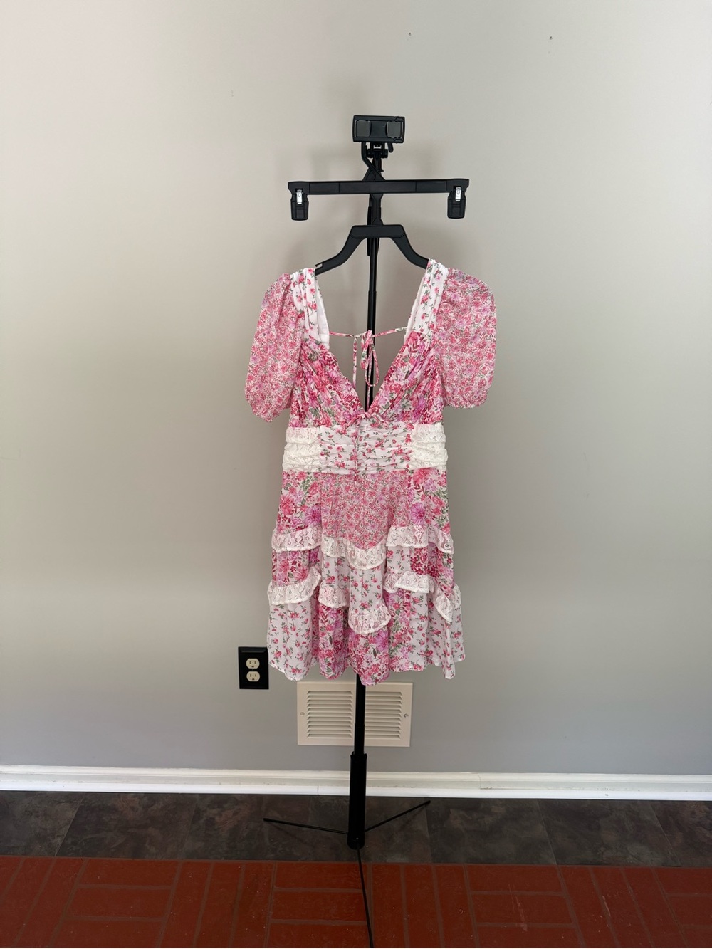 Altar'd State Pink Floral Puff-Sleeve Mini Dress - Picture 3 of 5